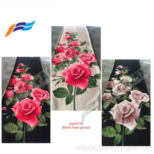 100% Polyester British Line Flower Printed Dress Fabric